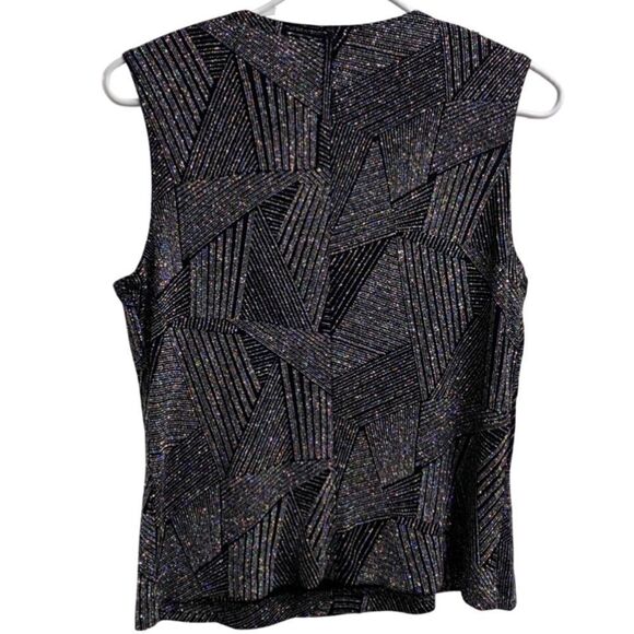 *Ronni Nicole Petite By Ouida* Black & Silver Abstract Sleeveless Blouse - Picture 3 of 4